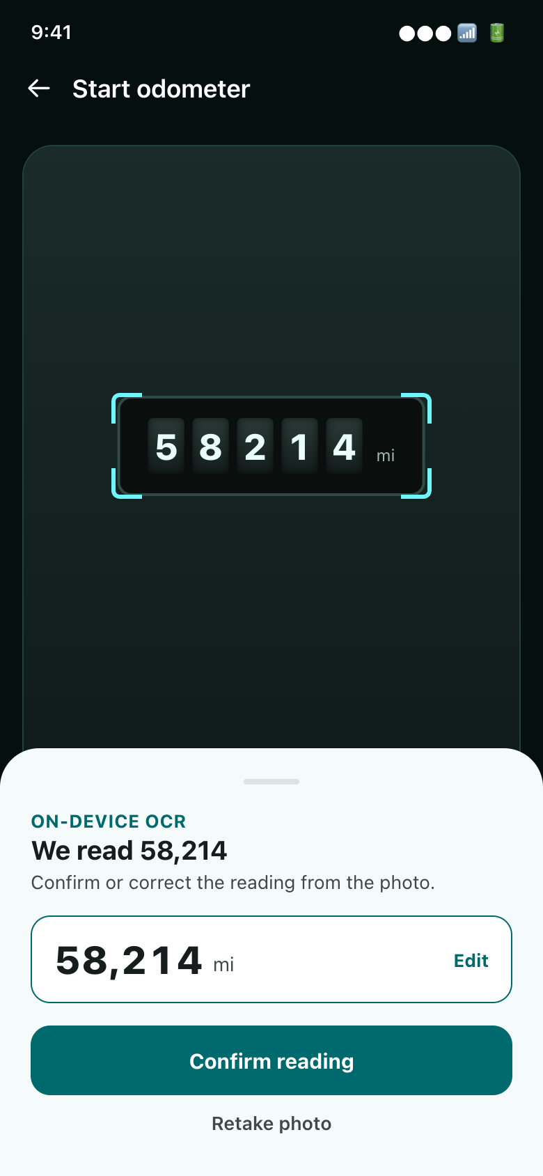 TYBE odometer OCR capture